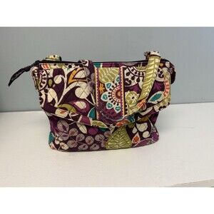 Vera Bradley Crossbody Flap Hipster Bag Plum Crazy Purple Floral Paisley Retired